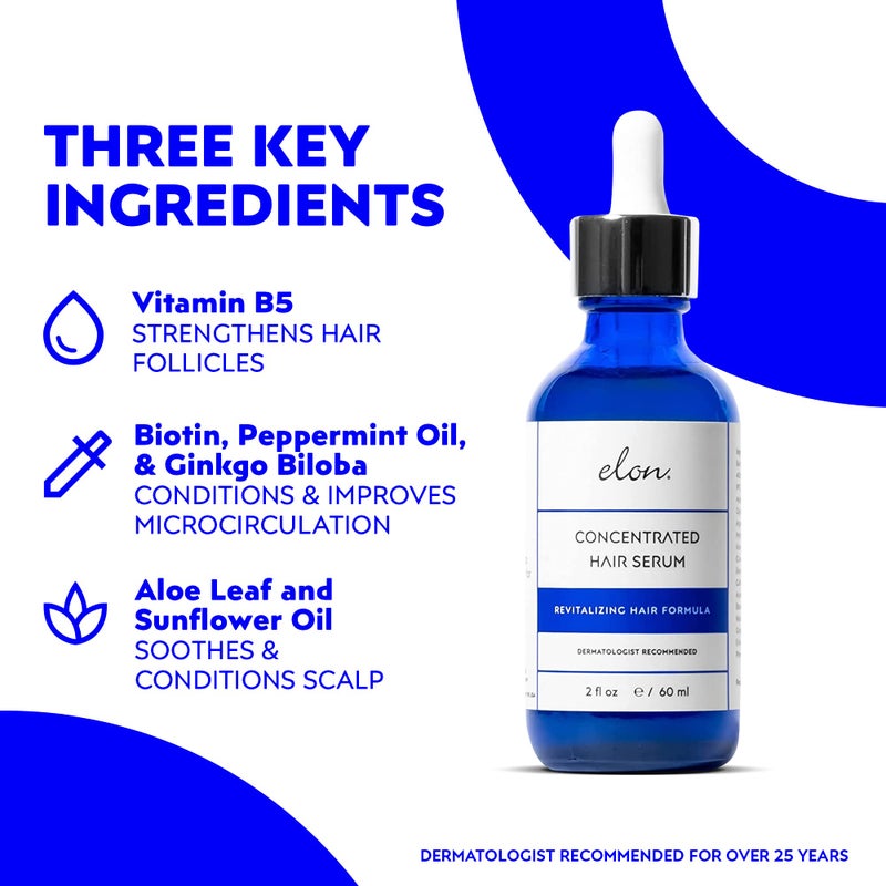 Elon Concentrated Hair Serum for Hair Growth - Revitalizing Scalp Serum for Hair Growth- Extra Strength DHT Blocker, Paraben-Free (2 Fl Oz) - Image 2